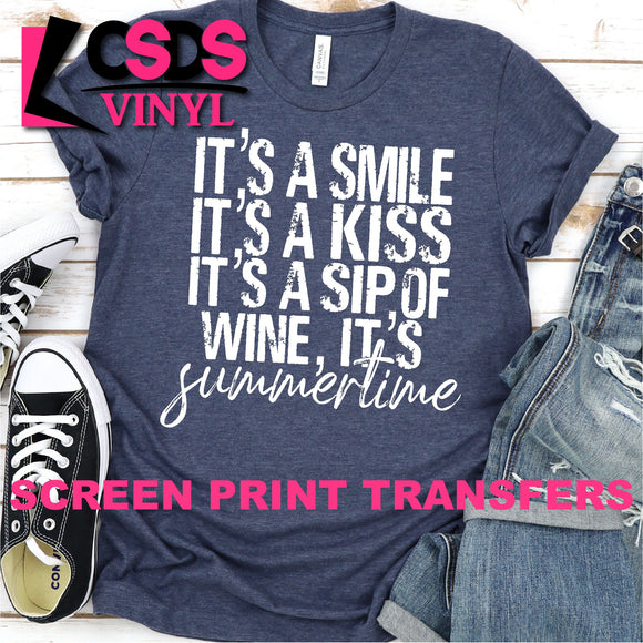 Screen Print Transfer - It's Summertime - White