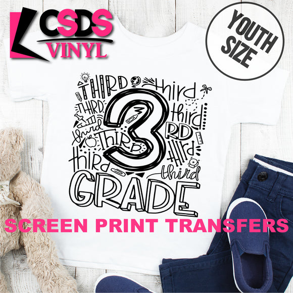 Screen Print Transfer - 3rd Grade Typography YOUTH - Black
