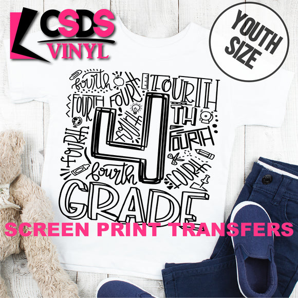 Screen Print Transfer - 4th Grade Typography YOUTH - Black