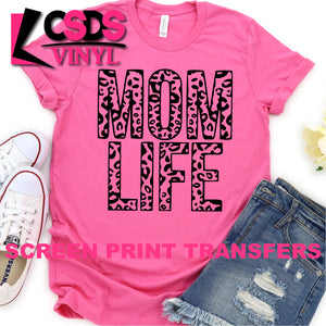Screen Print Transfer - Mom Life Leopard - Black