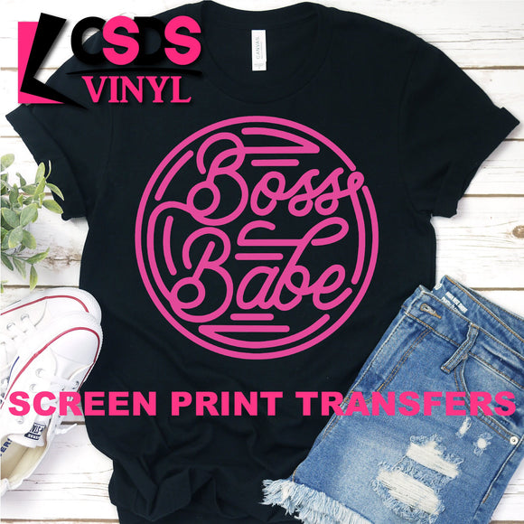 Screen Print Transfer - Boss Babe - Bright Pink