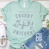 Screen Print Transfer - Save the Chubby Unicorns - Grey