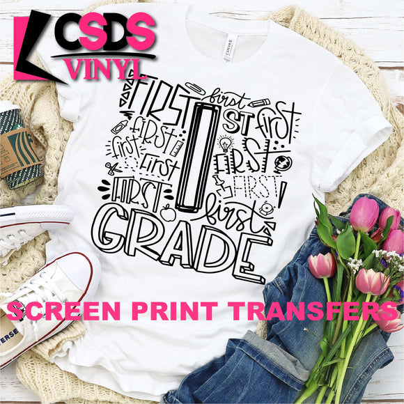 Screen Print Transfer - First Grade Typography - Black