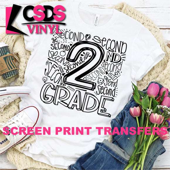 Screen Print Transfer - Second Grade Typography - Black
