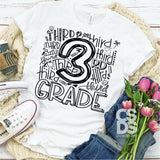 Screen Print Transfer - Third Grade Typography - Black