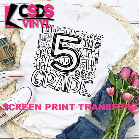 Screen Print Transfer - Fifth Grade Typography - Black