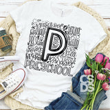 Screen Print Transfer - Preschool Grade Typography - Black