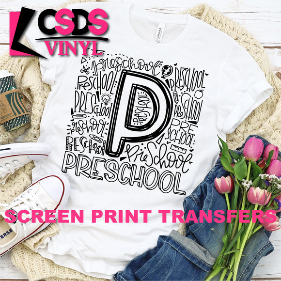 Screen Print Transfer - Preschool Grade Typography - Black
