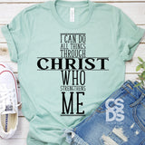 Screen Print Transfer - I Can Do All Things Through Christ Cross - Black