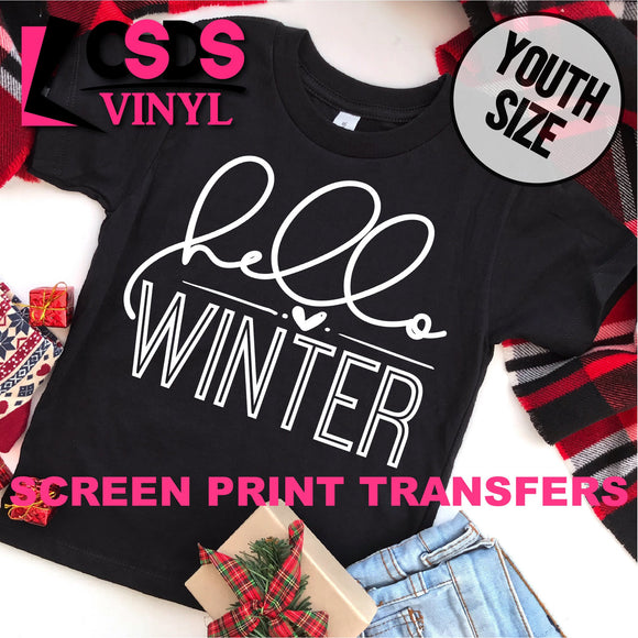 Screen Print Transfer - Hello Winter YOUTH - White