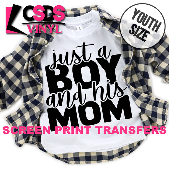 Screen Print Transfer - Just a Boy and His Mom YOUTH - Black