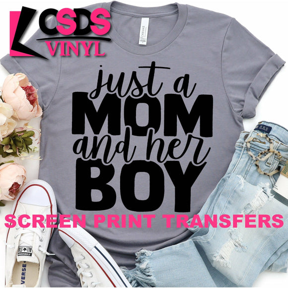 Screen Print Transfer - Just a Mom and Her Boy - Black