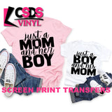 Screen Print Transfer - Just a Boy and His Mom YOUTH - Black