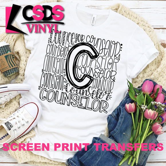Screen Print Transfer - Counselor Typography - Black DISCONTINUED
