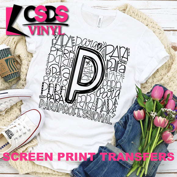 Screen Print Transfer - Paraprofessional Typography - Black