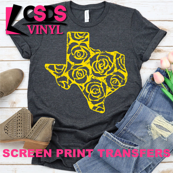 Screen Print Transfer - Yellow Rose of Texas - Yellow