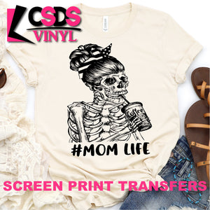 Screen Print Transfer - #Momlife Skeleton - Black