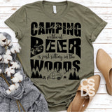 Screen Print Transfer - Camping without Beer - Black