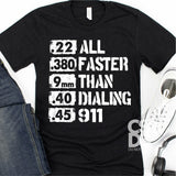 Screen Print Transfer - All Faster than Dialing 911 - White