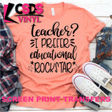 Screen Print Transfer - Educational Rockstar - Black