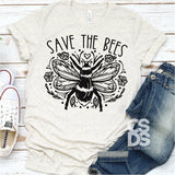 Screen Print Transfer - Save the Bees - Black