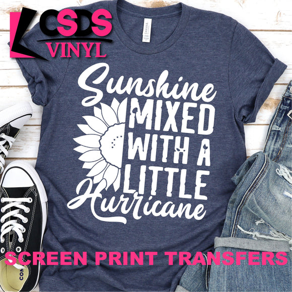 Screen Print Transfer - Sunshine Hurricane Sunflower - White