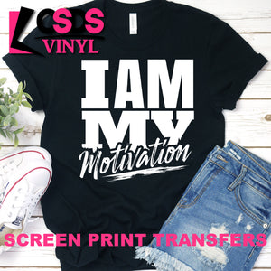 Screen Print Transfer - I am My Motivation - White