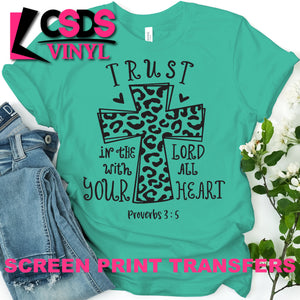 Screen Print Transfer - Trust in the Lord Leopard Cross - Black