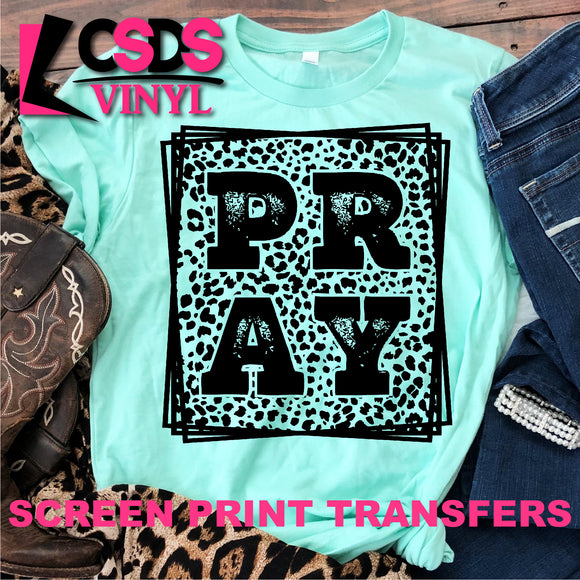 Screen Print Transfer - Leopard PRAY - Black