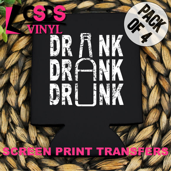 Screen Print Transfer - Drink Drank Drunk POCKET 4 PACK - White