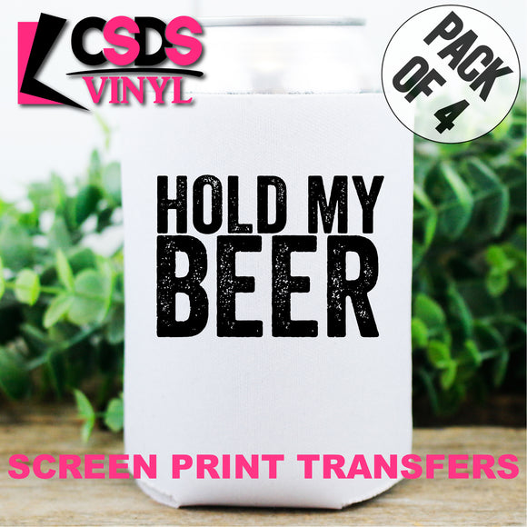 Screen Print Transfer - Hold My Beer POCKET 4 PACK - Black