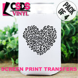Screen Print Transfer - Leopard Heart POCKET 4 PACK - Black