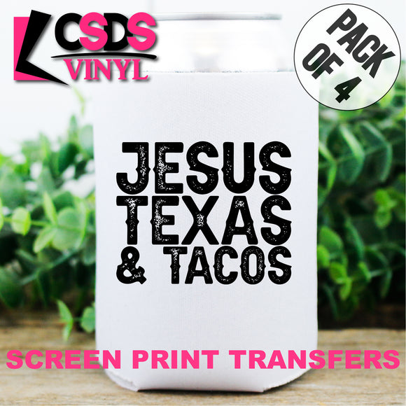 Screen Print Transfer - Jesus Texas & Tacos POCKET 4 PACK - Black DISCONTINUED