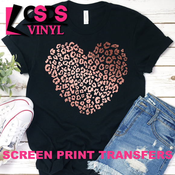 Screen Print Transfer - Leopard Heart - Rose Gold