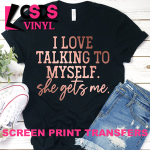 Screen Print Transfer - Talking To Myself - Rose Gold