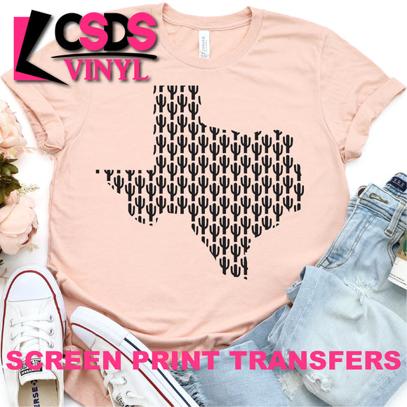 Screen Print Transfer - Cactus Texas - Black
