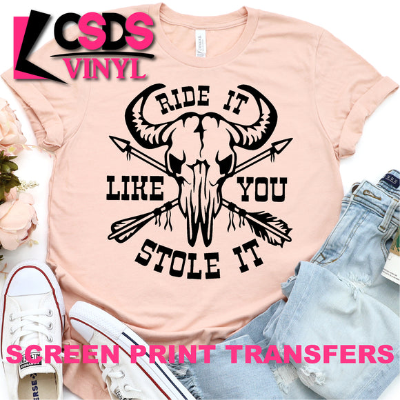Screen Print Transfer - Ride It Like You Stole It - Black