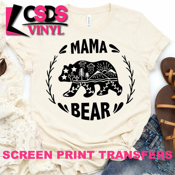 Screen Print Transfer - Mama Bear 2 - Black