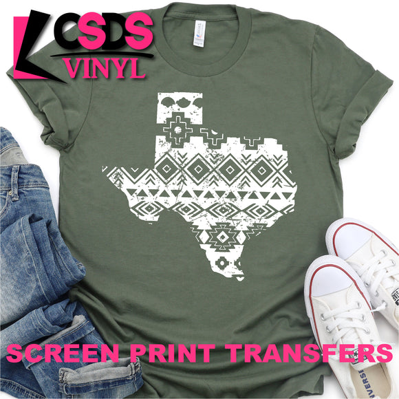 Screen Print Transfer - Aztec Texas - White