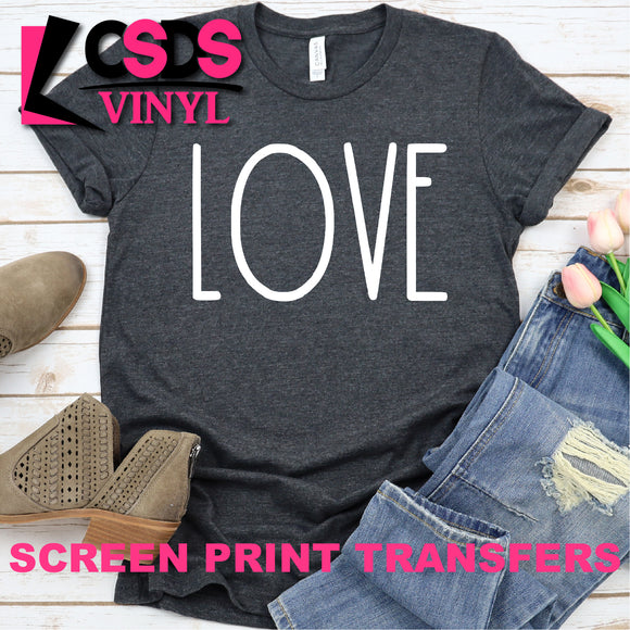 Screen Print Transfer - Love - White