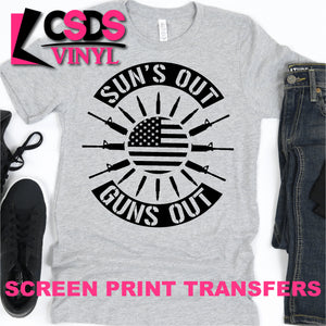 Screen Print Transfer - Sun's Out Guns Out - Black