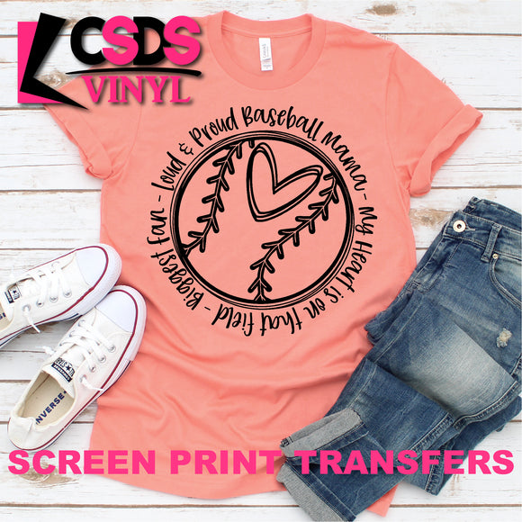 Screen Print Transfer - Proud Baseball Mama - Black