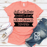 Screen Print Transfer - Southern Sweetheart Redneck Temper - Black DISCONTINUED