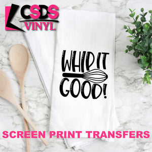 Screen Print Transfer - Whip It Good TEA TOWEL/POT HOLDER - Black DISCONTINUED