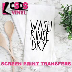 Screen Print Transfer - Wash Rinse Dry TEA TOWEL/POT HOLDER - Black