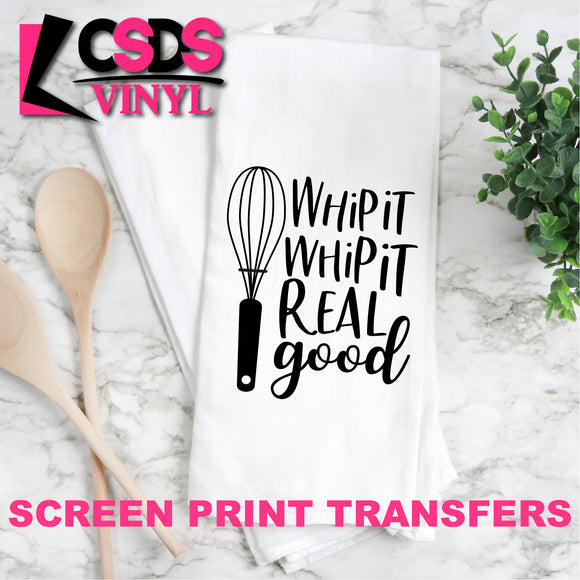 Screen Print Transfer - Whip It Real Good TEA TOWEL/POT HOLDER - Black