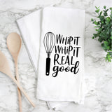 Screen Print Transfer - Whip It Real Good TEA TOWEL/POT HOLDER - Black