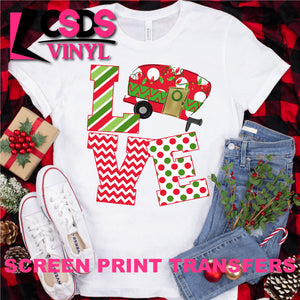 Screen Print Transfer - Christmas Love Camper - Full Color *HIGH HEAT*