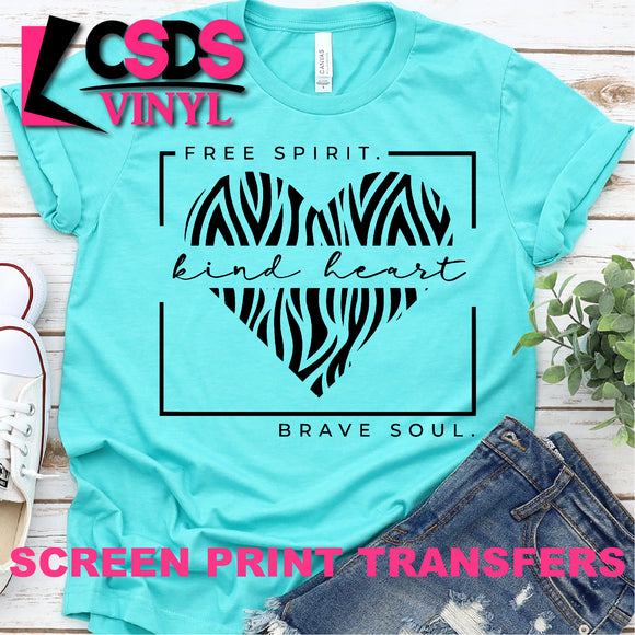 Screen Print Transfer - Zebra Kind Heart - Black