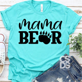 Screen Print Transfer - Mama Bear Paw Print - Black